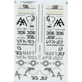 Decals McDonnell Douglas F/A-18A Hornet McDonnell Douglas F/A-18C (2) 161930 VFA-203 Blue Dolphins AF/313 163493 VFA-83 Rampager