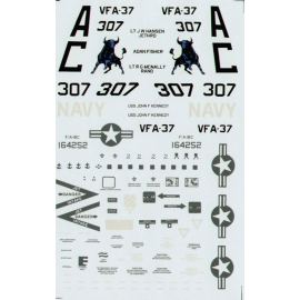 Decals McDonnell Douglas F/A-18C Hornet (1) 164252 AC/307 VFA-37 Bulls USS JFK Decals for military aircraft