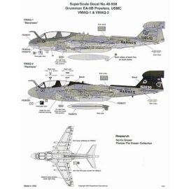 Decals Grumman EA-6B Prowlers (2) 158540 CB/01 VMAQ-1 Banshees 162230 CY-00 VMAQ-2 Panthers black fin. Both low viz greys FS3523