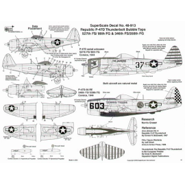 Decals Republic P-47D Thunderbolt bubbletops (2) No 37 527FS/86FG Ole Misssouri - The Jawbone red striped tail 420978/603 346FS/