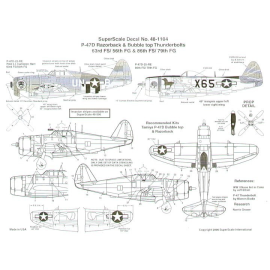 Decals Republic P-47D Thunderbolt (2) Razorback 226299 UN-B 63 FS/56 FG Lt C.Hart OD/Grey Bubble X65 86 FS/79 FG `The Trojan Hor