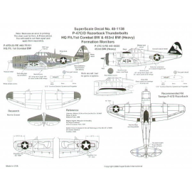 Decals Republic P-47C/D Razorback Thunderbolts (2) Republic P-47D Thunderbolt 42-75151 HQ.Flt. 1st Combat BW Formation Monitor R