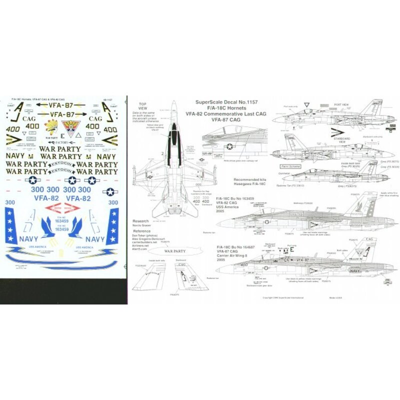 McDonnell Douglas F/A-18C Hornets (2) 163459 AD/300 VFA-82 CAG USS America 2005 164687 AJ/400 VFA-87 Warparty CAG CAW 8 2005