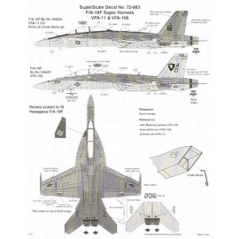 Decals McDonnell Douglas F/A-18F Super Hornets (2) 166634 AA/201 VFA-11 CO as flown at Paris Air Show 166467 AD/206 VFA-106 