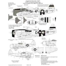 Decals Republic P-47D Thunderbolt bubbletop (2) 432773 4P-S 513FS/406FG Maj Howard Park ′Big Ass Bird′ 226407 C4-Y 388FS/356FG L