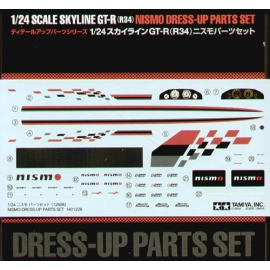 Skyline GT-R (R34) Nismo up-grade parts. Replacement large diameter wheels brake discs stripes etc.