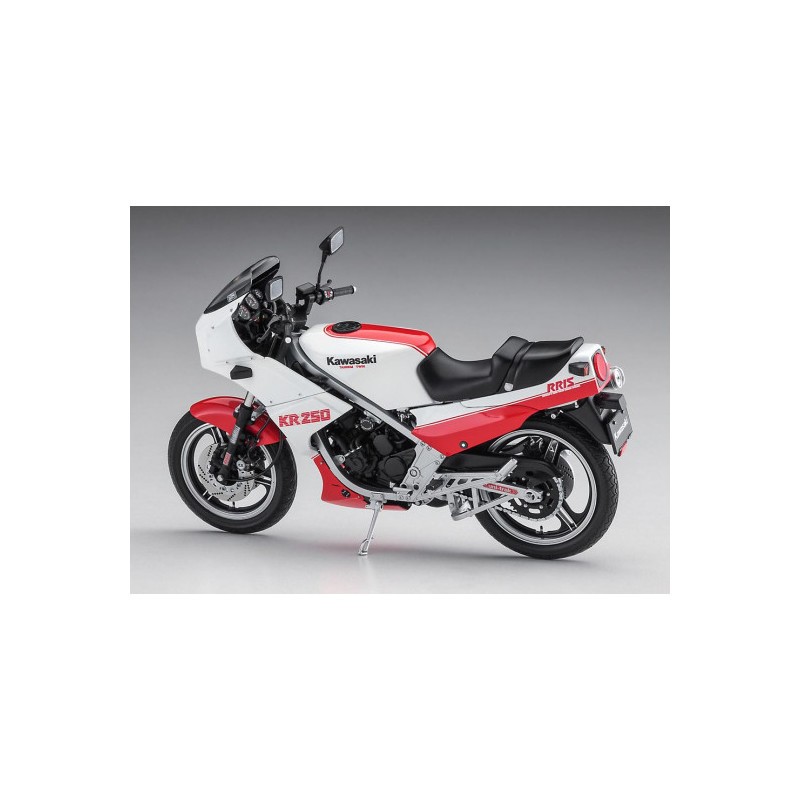 Plastic model motorcycle Kawasaki KR250(KR250A) “White/Red” 1:12 Model motorcycle