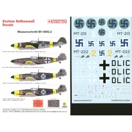 Messerschmitt Bf 109G-2 in Finnish service (4) DL+IC in delivery scheme and two versions as Yellow 2 MT-222 with 1/LeLv 34 MT-21