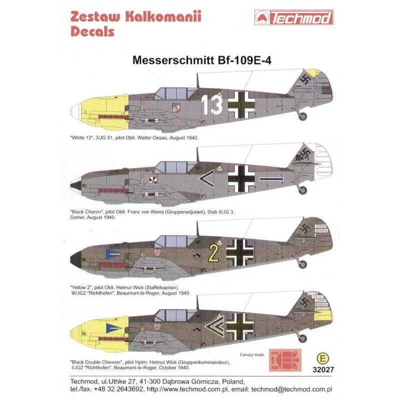 Eagle Cal Decals Decals Messerschmitt Bf 109f 2 Includes ′yello