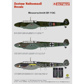 Decals Meserschmitt Bf 110C (3) M8+GK 2/ZG76 Wolfgang Flack Staffelcapitan Sept 1939 U8+BB 1/ZG26 tGunther Sprecht France 1940 L