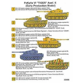 Pz.Kpfw.VI Tiger Ausf.E Early Production. Markings for 10 Tigers in various camouflage schemes in Russia and Tunisia 1943