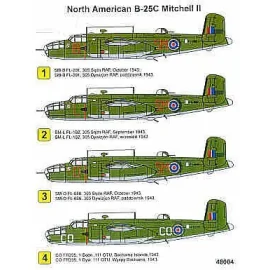 North American B-25C Mitchell III (4) FL201 SM-B FL192 SM-l FL686 SM-O all 305 Squadron 1943 FR395 CO-CO 1 Squadron 111OTU. all 