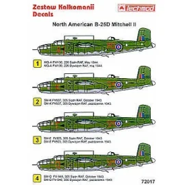 North American B-25D Mitchell (4) FV937 SM-K FL923 SM-F FV948 SM-Q all 305 Squadron 1943 FW130 MQ-A 226 Squadron all Olive Drab/