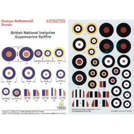 National Insignia/Roundels & Fin Flashes suitable for Supermarine Spitfire 1940-45