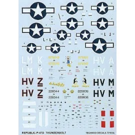 Republic P-47D Thunderbolt Razorback (4) 275242 LM-K 62FS Capt M. Quirk Halesworth. Camo 226044 HV-Z 61FS Maj Leslie Smith Silve