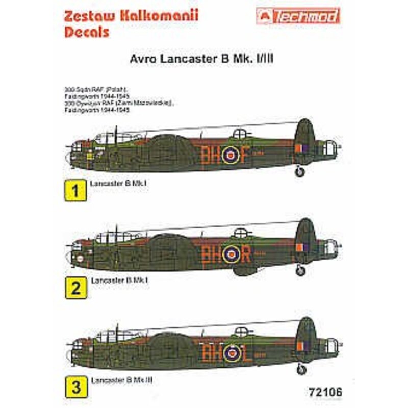 Avro Lancaster Mk.I/III 300(Polish)Squadron (3) LL804 BH F PB730 BH R ED779 BH L