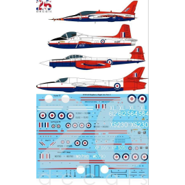 Decals Raspberry Ripple Jets Part 2 (Gnat T1, Jet Provost T5, Gloster Meteor NF11 Mod, Hawker Hunter T7) 