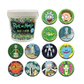 RICK AND MORTY - Bucket of 144 Badges 3.2cm 
