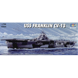 USS Franklin CV-13 aircraft carrier with blue vac-formed sea base Model kit
