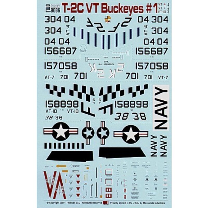 Decals T-2C Buckeye Pt 1 (2) 156687 2F/304 VT-4 15898 F/38 VT-10. Both NAS Pensacola