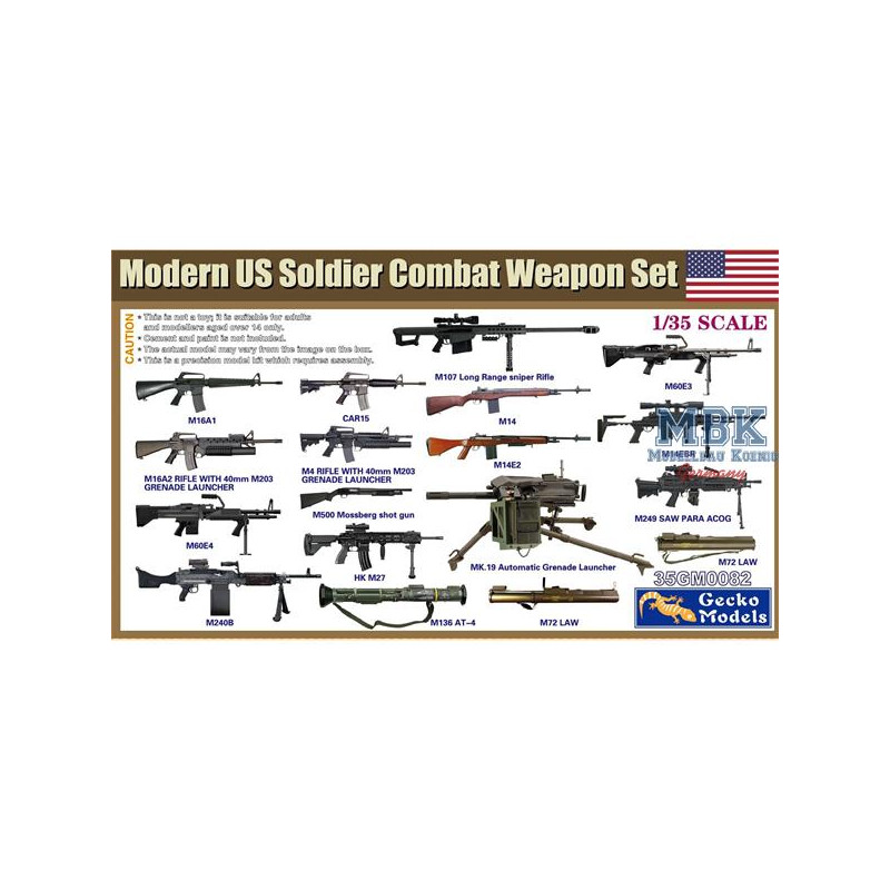 Modern US Soldier Combat Weapon Set Model kit