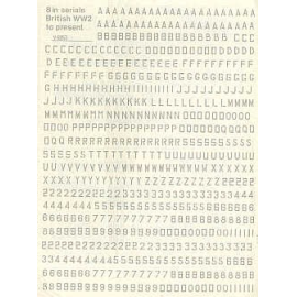 Decals Grey 8 British and Australian serial letters and numbers (RAF codes/RAF code letters/RAF serial numbers) 