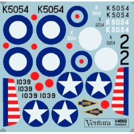 Decals Prototypes. Supermarine Spitfire and XNorth American P-51 Mustang. Supermarine Spitfire K5054 numbered 2 at RAF Pageant H