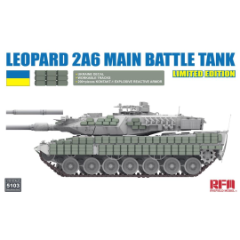 RYE FIELD MODEL: 1/35; Leopard 2A6 Main Battle Tank with Ukraine decal/ Kontakt-1ERA/workable tracks Model kit