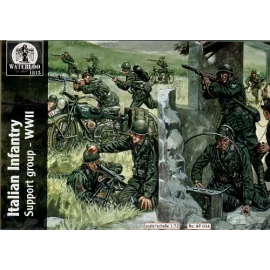 Italian Infantry Support Group (34 pieces) Includes 2 each motorbike radio operators machine gun crew bycycle and rider etc