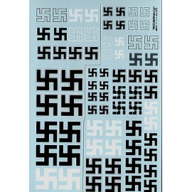 Decals Luftwaffe Swastikas. Various styles including solid and outline. Aircraft sizes 300mm 430mm 540mm 650mm Also includes 1:2