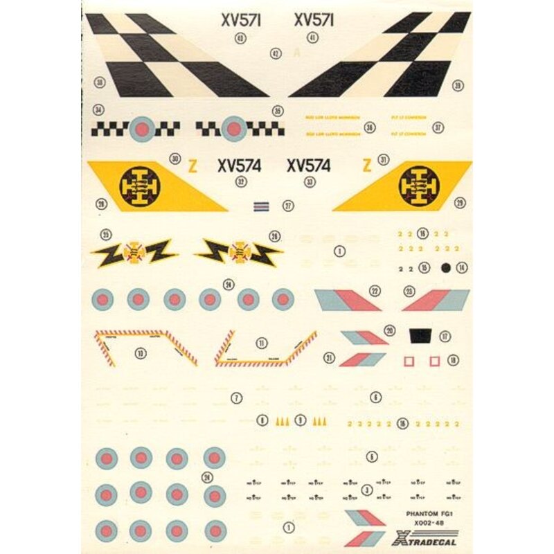 Phantom FG.1 (2) 43 Squadron XV571/A with Black & White check fin 111 Squadron XV574/Z with Black and Yellow Fin.