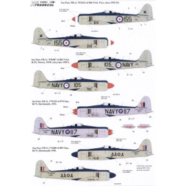 Decals Hawker Sea Fury FB 11 (4) WZ632/155 804 NAS 1953 WH587/105 805 NAS RAN Nowra NSW 1950 VW225/117 870 Squadron VX688 AA-A 8