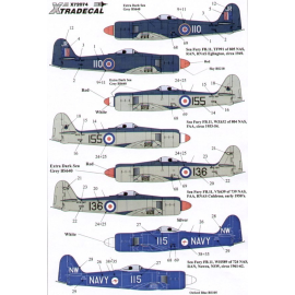 Decals Hawker Sea Fury FB11 (8) FAA WZ632/155 804 NAS VX639/136/CW 739 NAS Culdrose Royal Australian Navy TF991/110/JR 805 NAS R