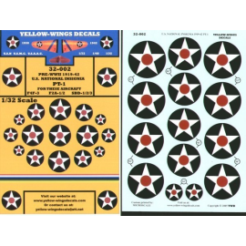 Decals US National Insignia Pt 1 for Dauntless Buffalo and Wildcat 1919-1942 Star with Red Centre 4 sizes Decals for military ai
