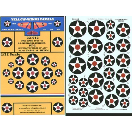 Decals US National Insignia Pt 2 1919-1942 St 30 36 40 and 45 Star with Red Centre 