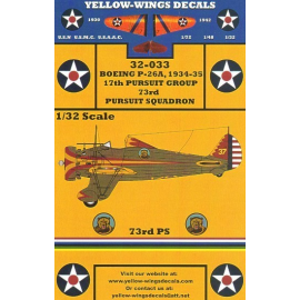 Decals Boeing P-26A/C Peashooter (1) No 37 73rd Pursuit Squadron California Golden Bears 1934-35 Red/yellow trim Fuselage olive 