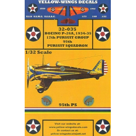 Decals Boeing P-26A/C Peashooter (1) No 84 95th Pursuit Squadron Kicking Mules 1934-35 Blue/yellow trim Fuselage olive drab/wing