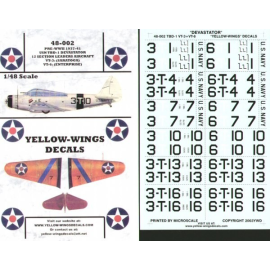 Decals Douglas TBD-1 Devastators. USN 12 Section Leaders aircraft from VT-3 USS Saratoga and VT-6 USS Enterprise Decals for mili