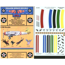 Decals Vought SB2U-1/2 Vindicator USN Wing Chevrons and Fuselage Bands in all 6 section colours Decals for military aircraft