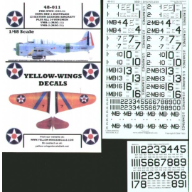 Decals YW48011 Douglas SBD-1 Dauntless USMC 12 Section Leaders aircraft and all wingmen from VMB-1 and VMB-2 Decals for military