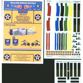 Decals Brewster F2A-1/2 Buffalo USN Wing Chevrons and Fuselage Bands in 6 section colours and VF-2 and VF-3 Squadron Badges Deca