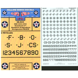 Decals USN Squadron Designators and Standard 12 Numbers Black Decals for military aircraft
