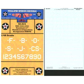 Decals USN Squadron Designators and Standard 12 Numbers White Decals for military aircraft