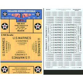 Decals U. S. Marines lettering in 4 sizes 3 4 6 9Black 