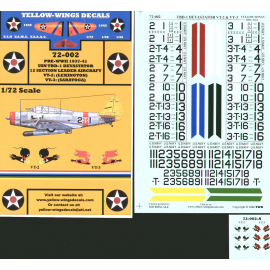 Decals Douglas TBD-1 Devastator 12 Section Leaders VT-2 USS Lexington and VT-3 USS Saratoga Decals for military aircraft