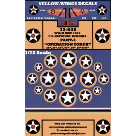 US National Insignia with yellow surround Nov 1942 Operation Torch. Pt 4. 7 sizes 24 35 40 45 50 55 60