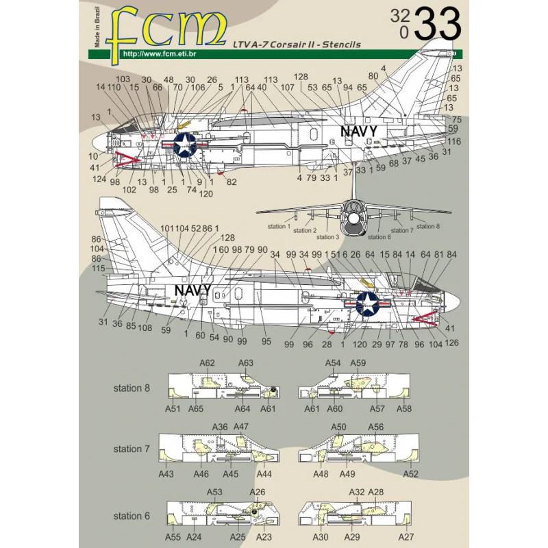 Decals Vought A-7D Corsair II stencils 32033