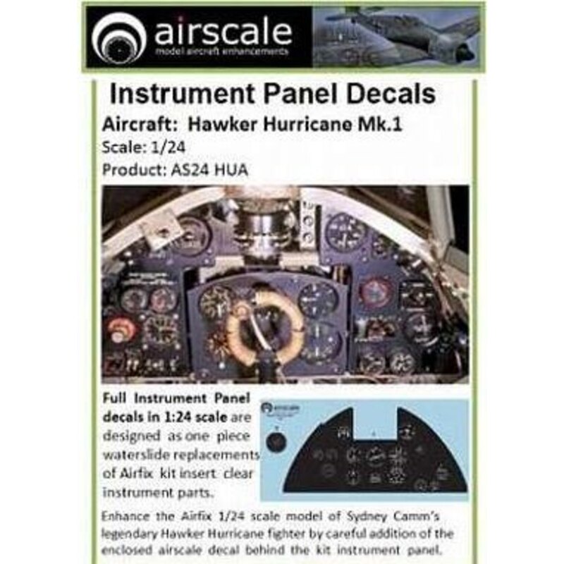 Hawker Hurricane Mk.I Full Instrument Panel (designed to be used with model kits from Airfix)