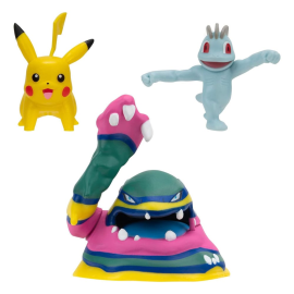 Pokémon pack 3 figurines Battle Figure Set Machoc, Pikachu 1, Alolan Grotadmorv 5 cm 
