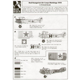 Decals 1919 Red Hungarian Air Corps. Includes Fokker D.VII and Aviatik Berg D1 